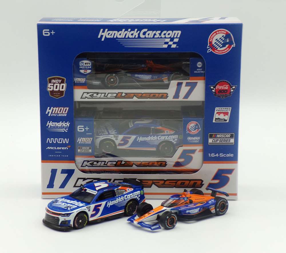 Kyle Larson 2024 HendrickCars.com "1100" 1:64 Nascar / 1:64 IndyCar 2 car Qualifying Version set