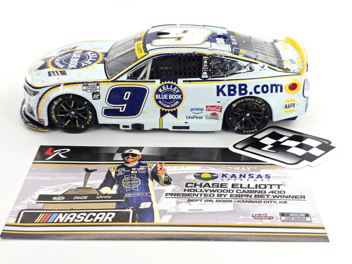 CHASE ELLIOTT 2025 KELLEY BLUE BOOK KANSAS RACED WIN 1:24 ELITE DIECAST