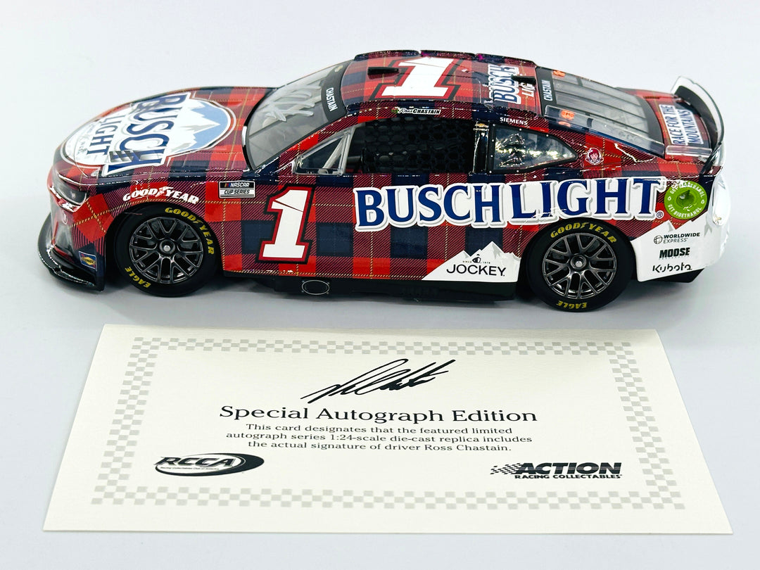 Ross Chastain Autographed 2024 Busch Light Flannel 1:24 Nascar Diecast